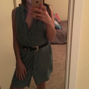 Denim button down sleeveless dress